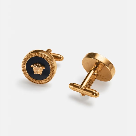 Versace Medusa Gold and Black Cufflinks - Picture 1 of 5